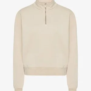 Felpa con cappuccio Zip Donna — Bianco avorio