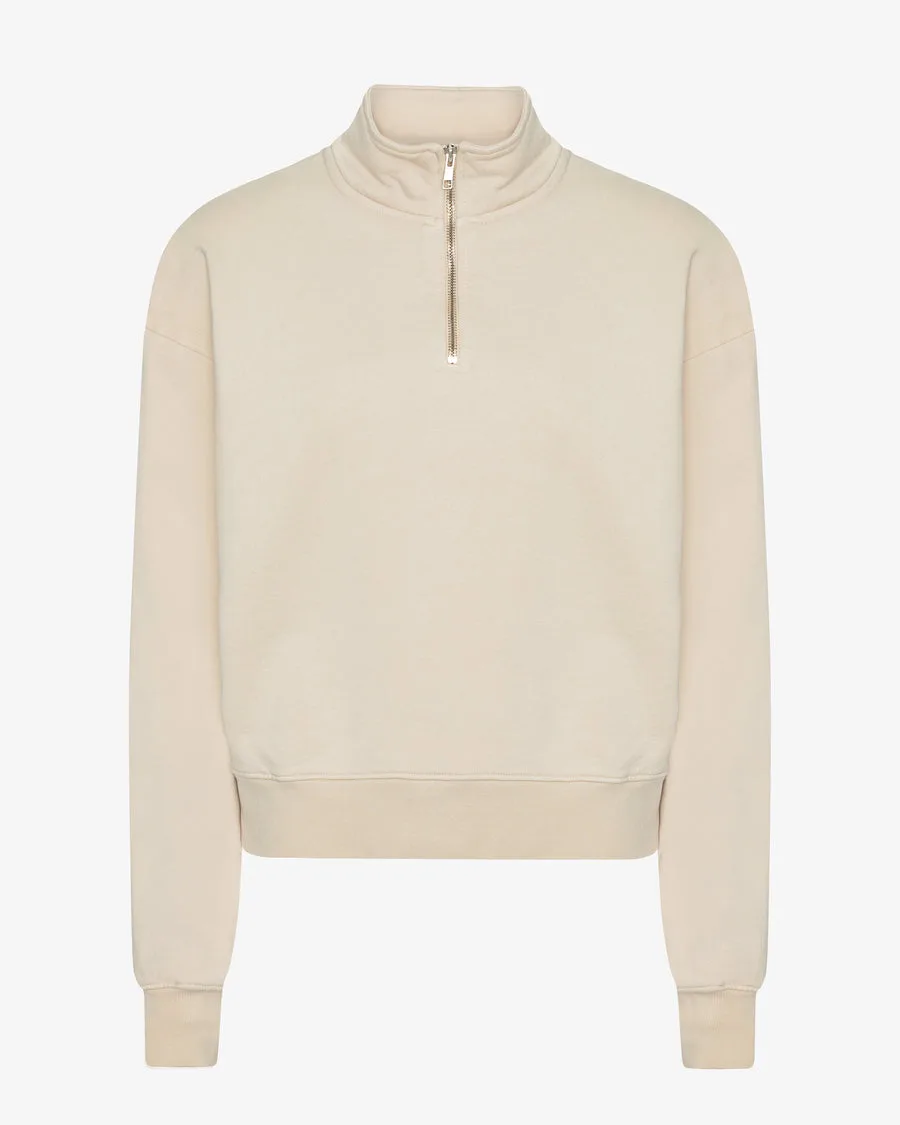 Felpa con cappuccio Zip Donna — Bianco avorio