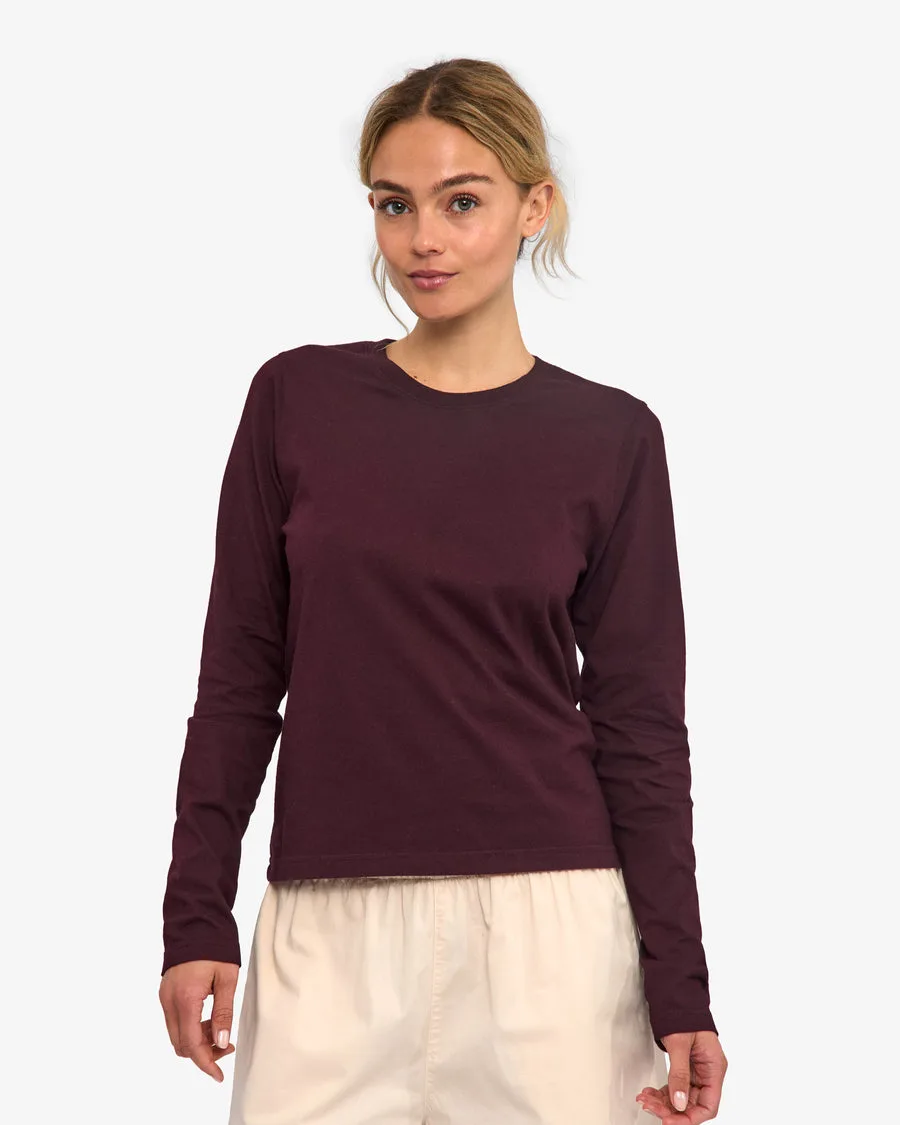 T-shirt manica lunga Essential Donna — Oxblood Red