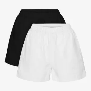 Shorts Essential Donna — Deep Black & Optical White (2-Pack)