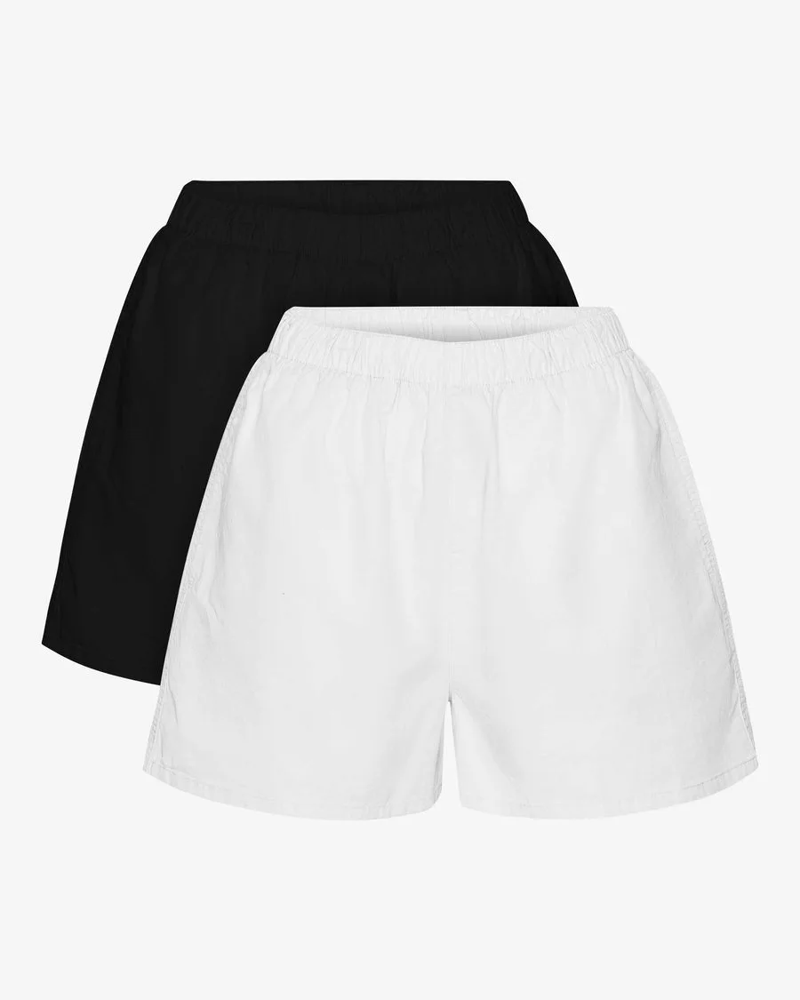 Shorts Essential Donna — Deep Black & Optical White (2-Pack)