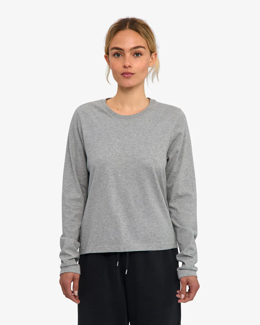 T-shirt manica lunga Essential Donna — Grigio mélange